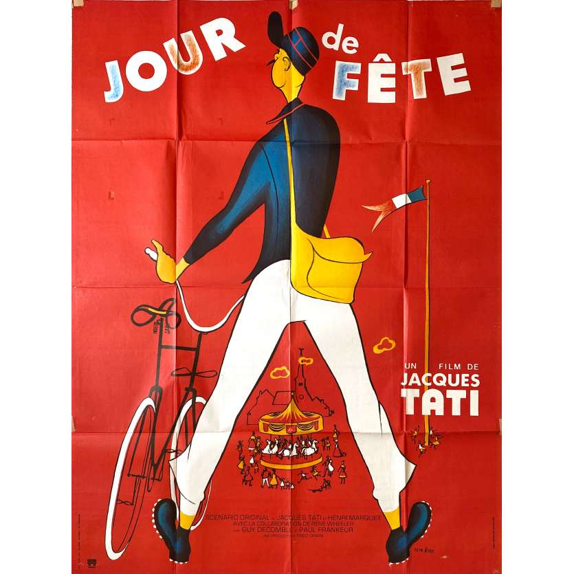 JOUR DE FETE Affiche de film- 120x160 cm. - 1949 - Paul Frankeur, Jacques Tati