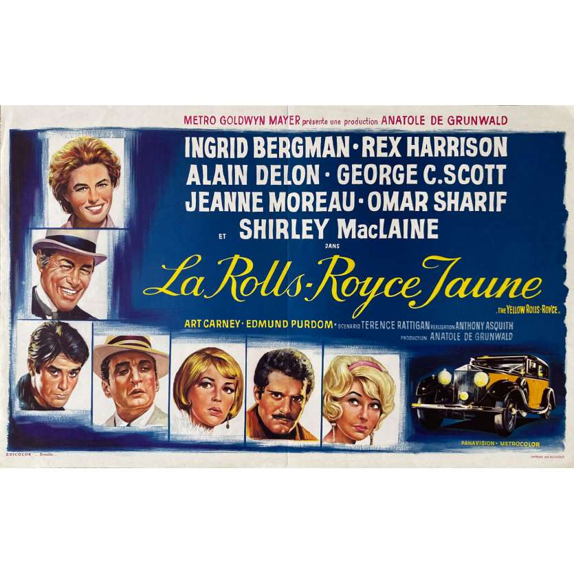 LA ROLLS-ROYCE JAUNE Affiche de film- 35x55 cm. - 1964 - Alain Delon, Anthony Asquith