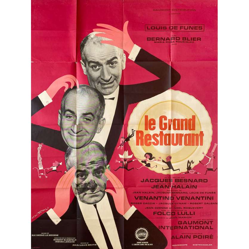 LE GRAND RESTAURANT Affiche de film- 120x160 cm. - 1966 - Louis de Funès, Jacques Besnard
