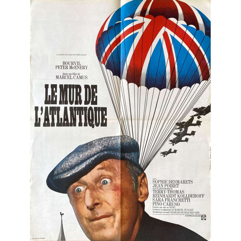 ATLANTIC WALL Original Movie Poster- 23x32 in. - 1970 - Marcel Camus, Bourvil