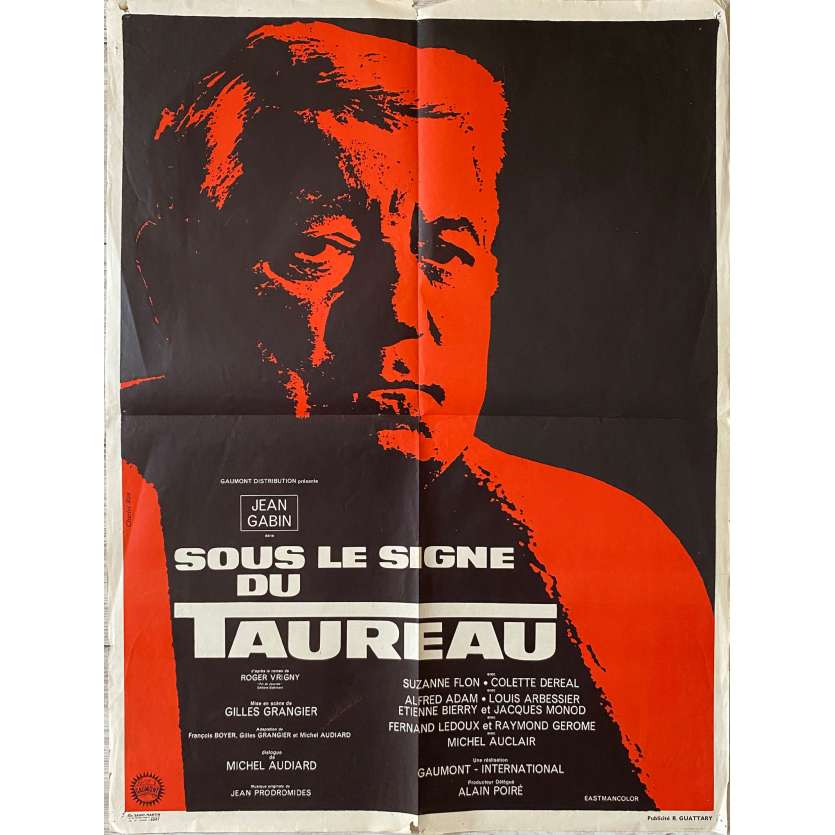UNDER THE SIGN OF THE BULL Original Movie Poster- 23x32 in. - 1969 - Gilles Grangier, Jean Gabin