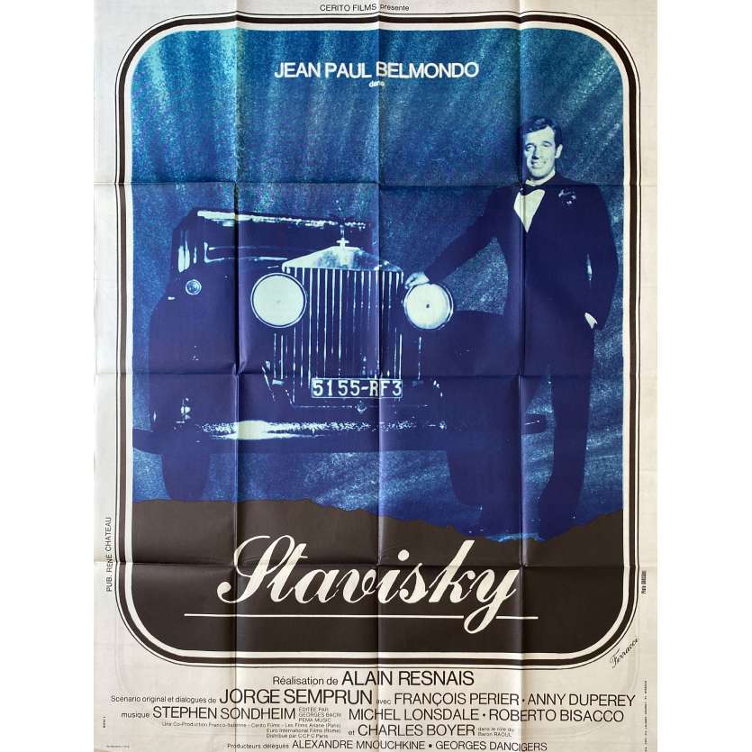 STAVISKY Affiche de film- 120x160 cm. - 1974 - Jean-Paul Belmondo, Alain Resnais