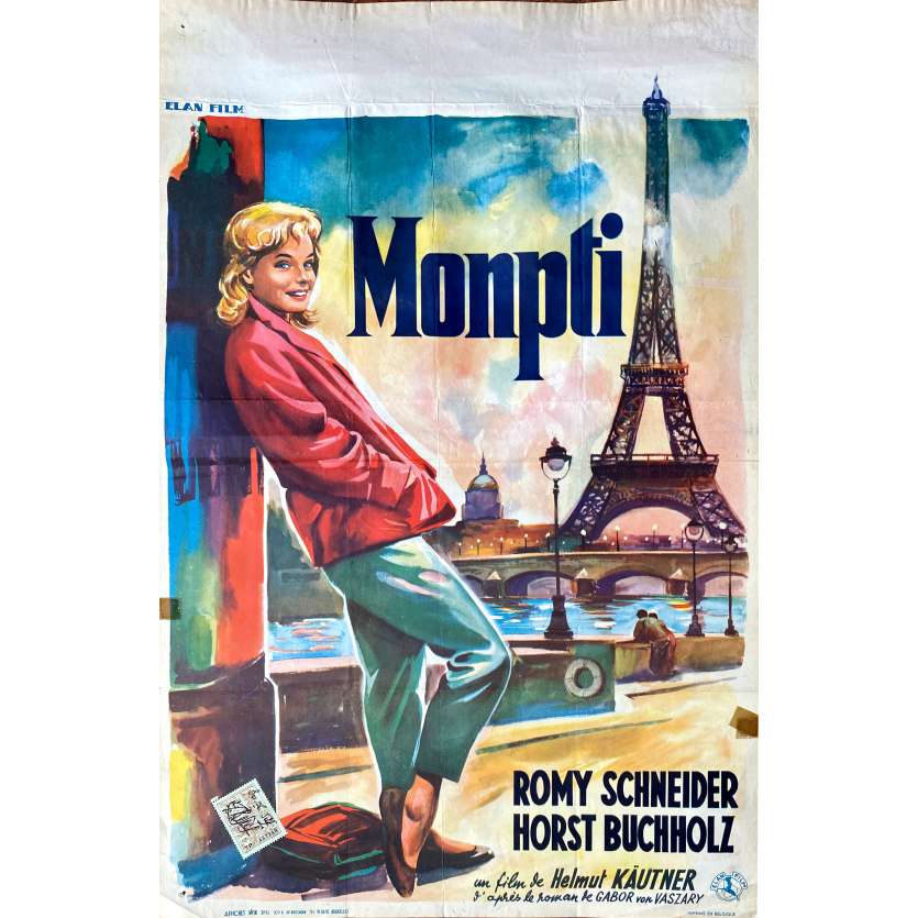 MONPTI Affiche de film- 35x55 cm. - 1957 - Romy Schneider, Paris, Tour Eiffel
