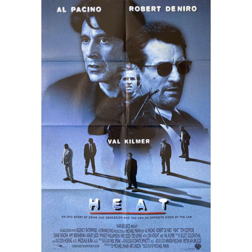 HEAT Original Movie Poster- 27x40 in. - 1995 - Michael Mann, Robert de Niro, Al Pacino
