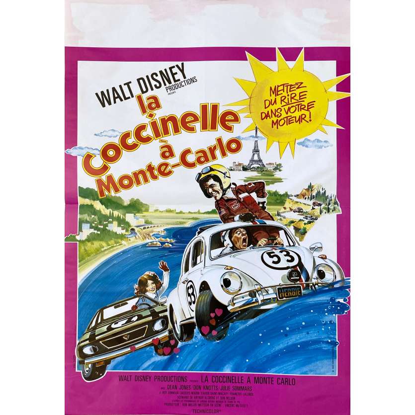 LA COCCINELLE A MONTE-CARLO Affiche de film- 40x60 cm. - 1977 - Dean Jones, Don Knotts, Walt Disney