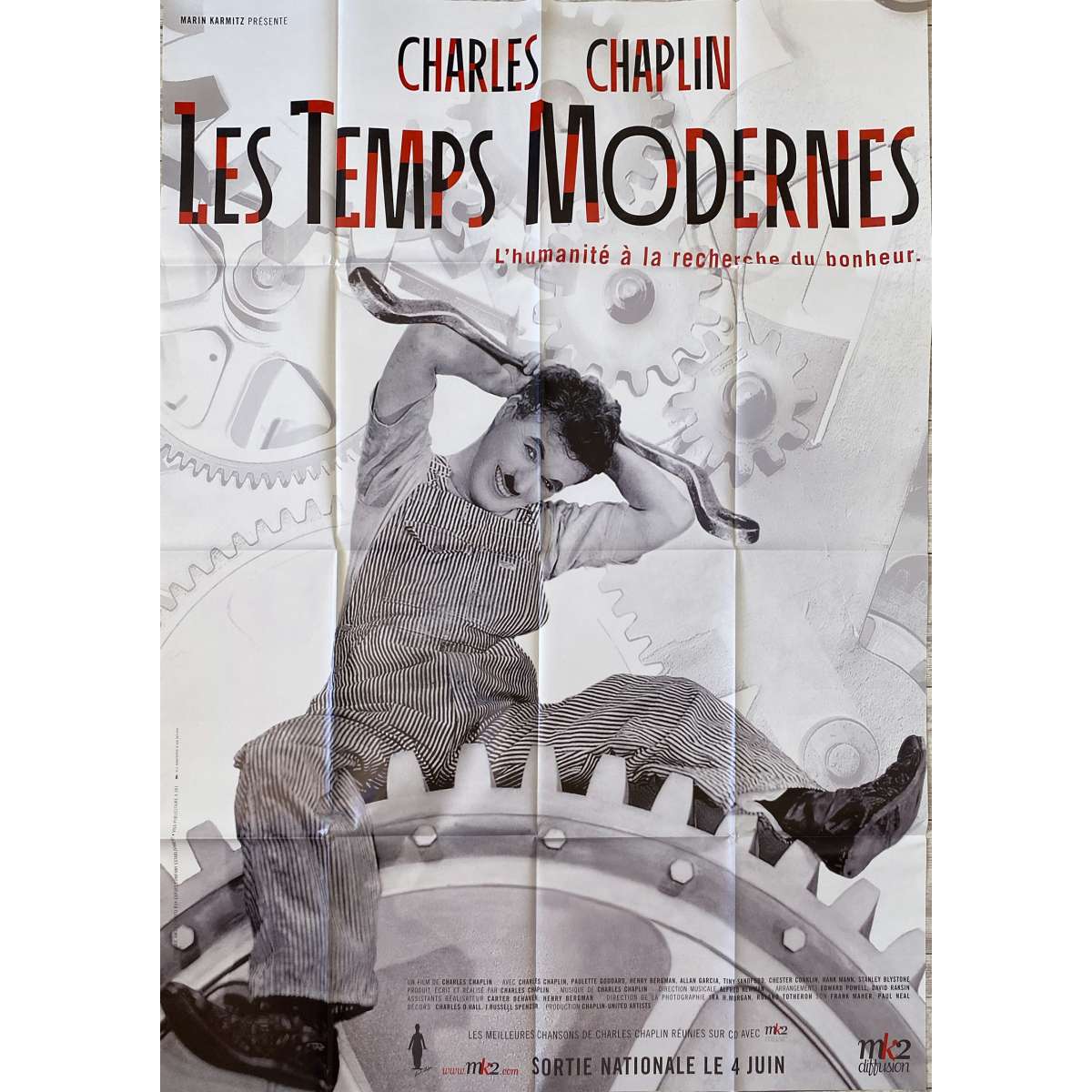 Affiche de cinéma française de LES TEMPS MODERNES 120x160 cm.