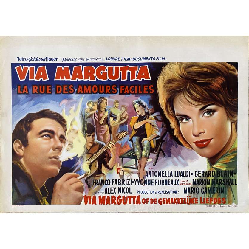 VIA MARGUTTA Original Movie Poster- 14x21 in. - 1960 - Mario Camerini, Antonella Lualdi