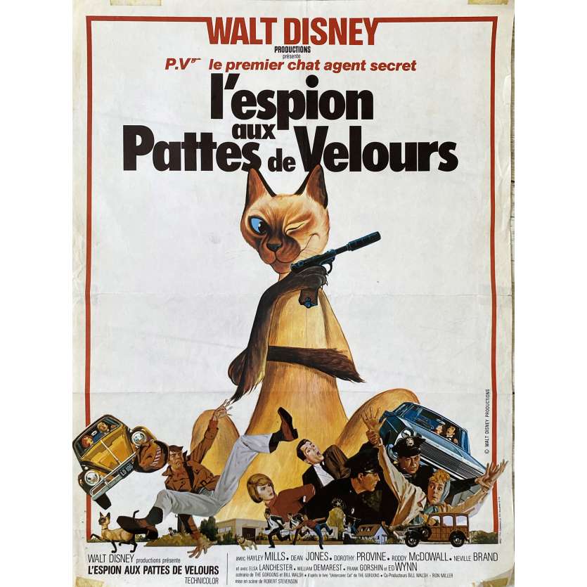 L'ESPION AUX PATTES DE VELOURS Affiche de film- 35x55 cm. - 1965 - Dean Jones, Walt Disney