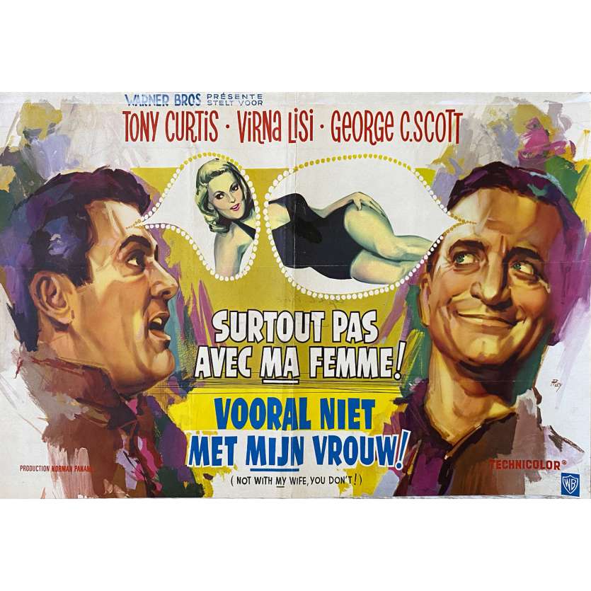 NOT WITH MY WIFE, YOU DON'T Original Movie Poster- 14x21 in. - 1966 - Norman Panama, Tony Curtis
