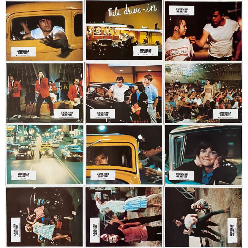 AMERICAN GRAFFITI Original Lobby Cards x12 - 9x12 in. - 1973 - George Lucas, Richard Dreyfuss