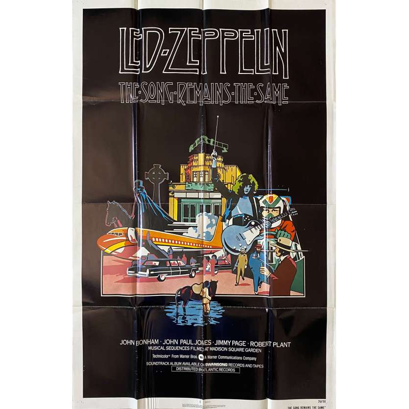THE SONG REMAINS THE SAME Original Movie Poster- 27x41 in. - 1976 - Led Zeppelin, Robert Plant, Jimmy Page