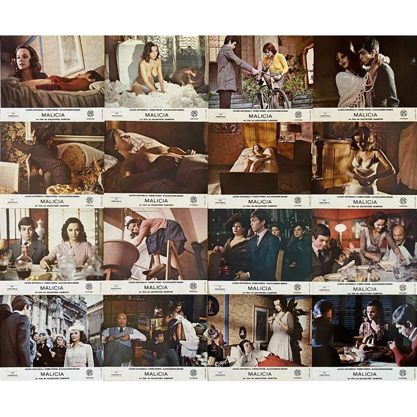 MALICIA Original Lobby Cards X16 - 9x12 in. - 1973 - Salvatore Samperi, Laura Antonelli