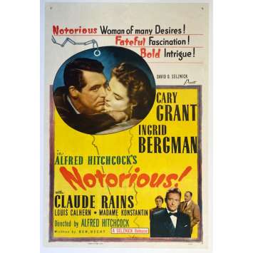 LES ENCHAINES Affiche de film US entoilée - 69x104 cm - 1946/R1954 - Alferd Hitchcock, Cary Grant LES ENCHAINES Affiche de film US entoilée - 69x104 cm - 1946/R1954 - Alferd Hitchcock, Cary Grant