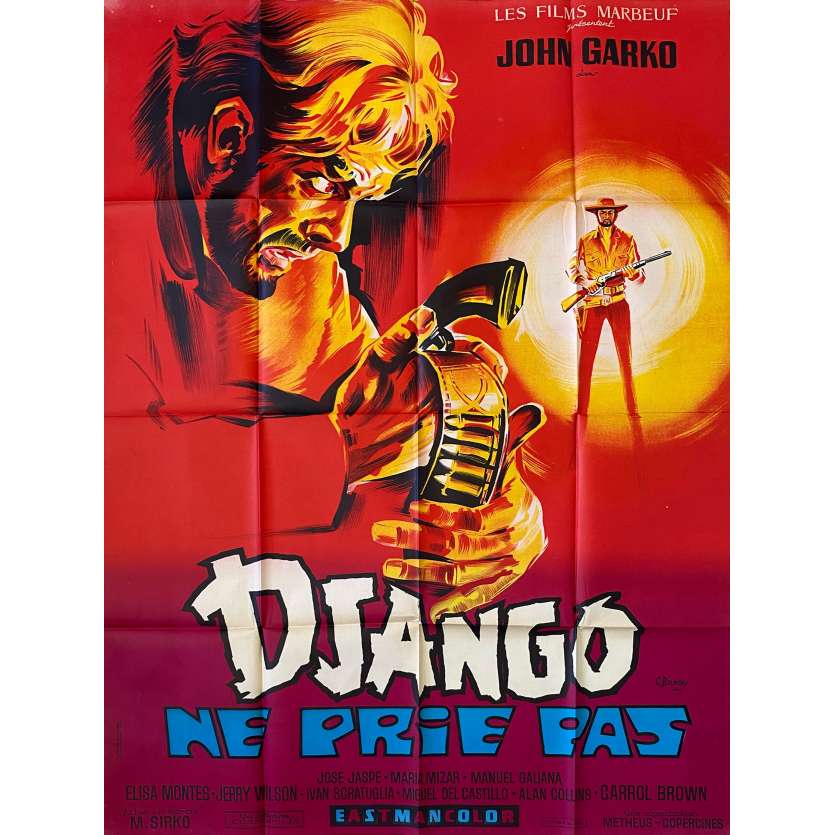 DJANGO NE PRIE PAS Affiche de film- 120x160 cm. - 1969 - Gianni Garko, Mario Siciliano