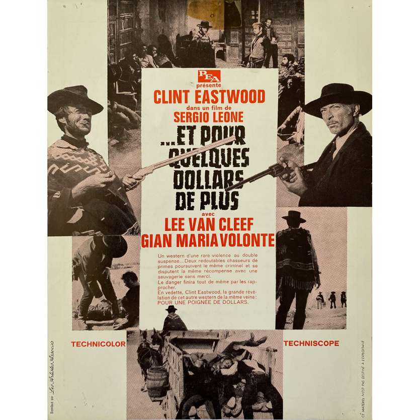 ET POUR QUELQUES DOLLARS DE PLUS Synopsis- 21x30 cm. - 1965 - Clint Eastwood, Sergio Leone