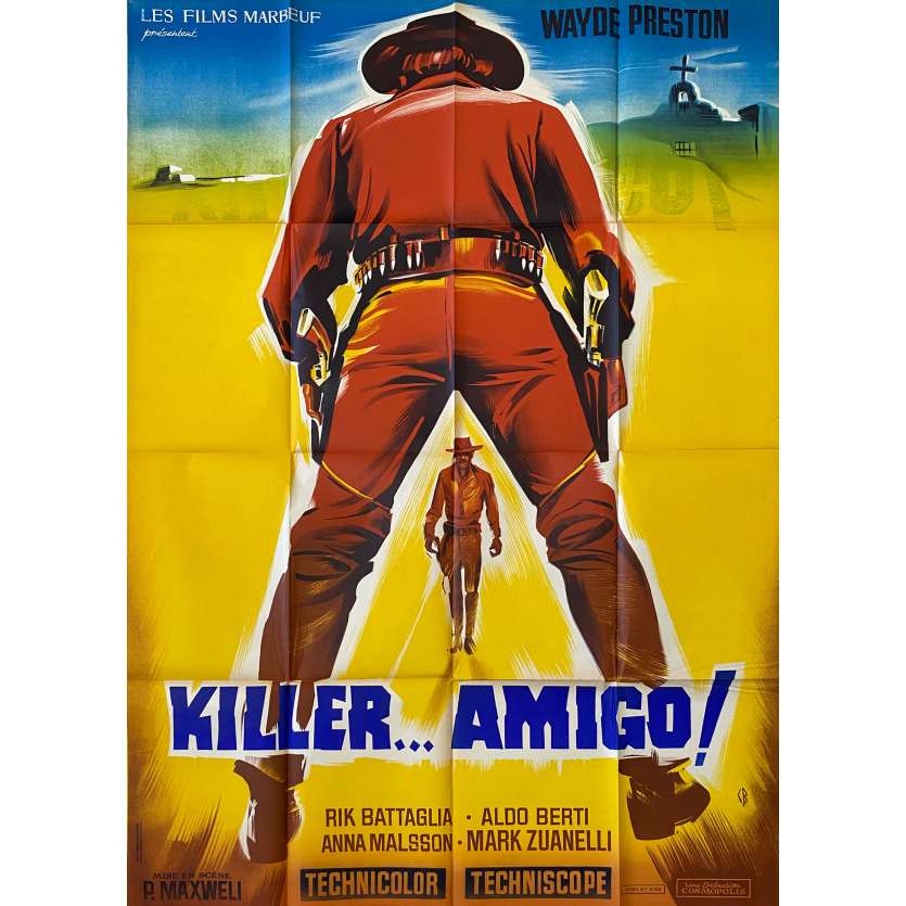 KILLER AMIGO Affiche de film LITHO - 120x160 cm. - 1970 - Wayde Preston, Paolo Bianchini