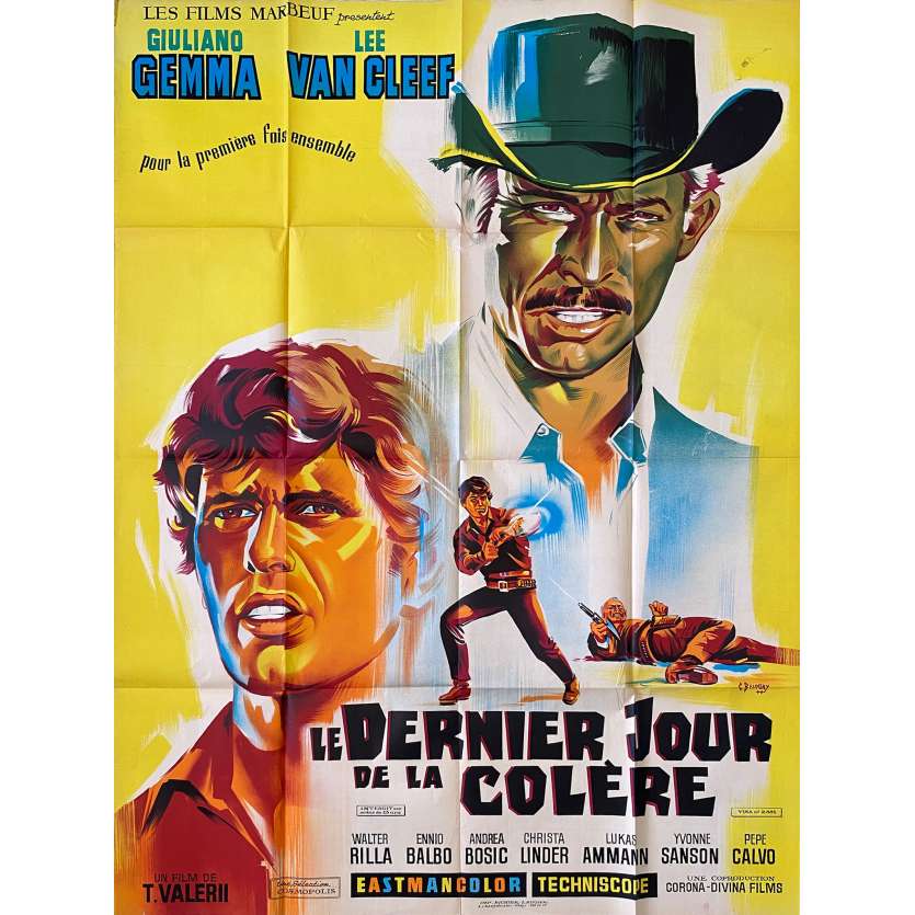 DAY OF ANGER Original Movie Poster LITHO - 47x63 in. - 1967 - Tonino Valerii, Lee Van Cleef, Giuliano Gemma