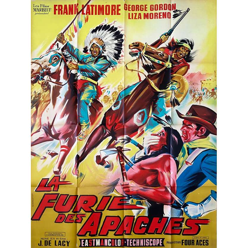 APACHE FURY Original Movie Poster LITHO - 47x63 in. - 1964 - José María Elorrieta, Frank Latimore