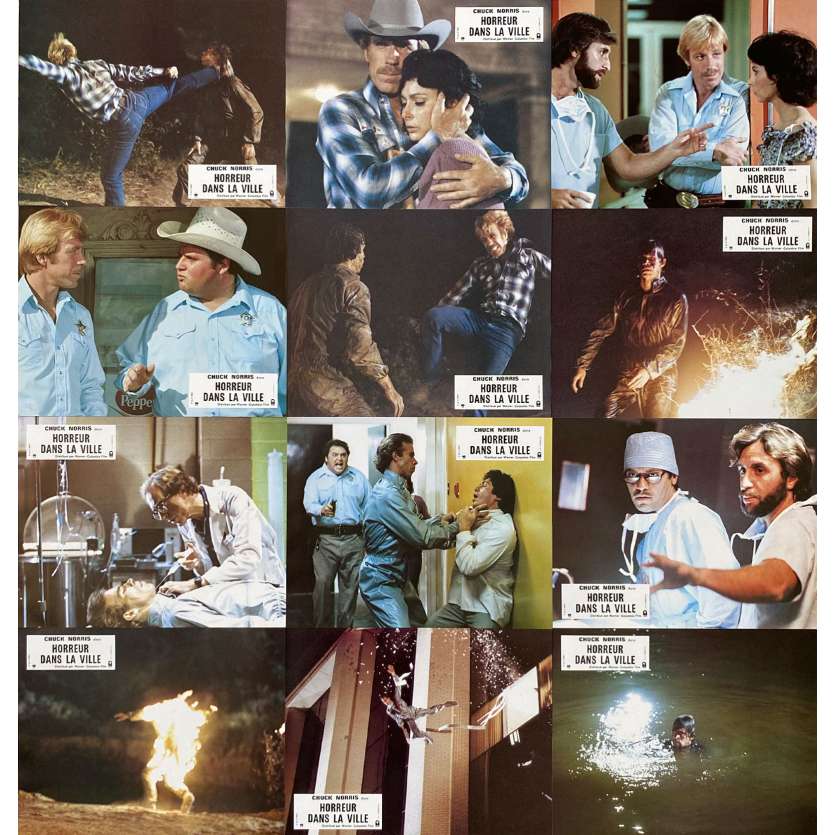 SILENT RAGE Original Lobby Cards x12 - 9x12 in. - 1982 - Michel Miller, Chuck Norris