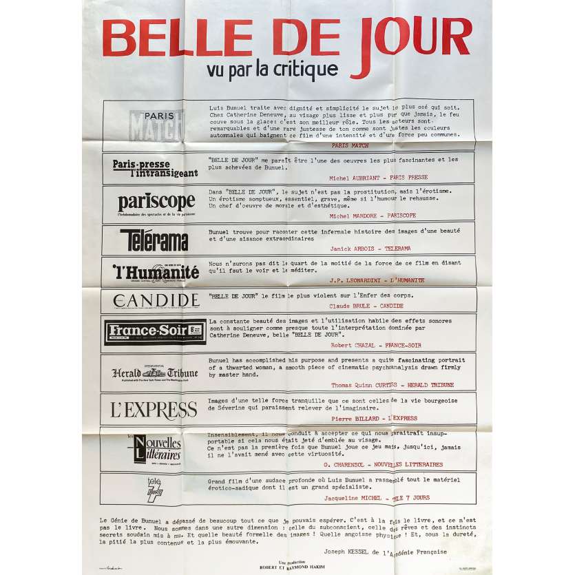 BELLE DE JOUR Affiche de film Review - 120x160 cm. - 1967 - Catherine Deneuve, Luis Bunuel