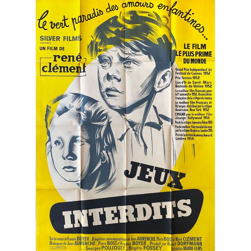 FORBIDDEN GAMES Original Movie Poster- 47x63 in. - R1950 - René Clément, Brigitte Fossey