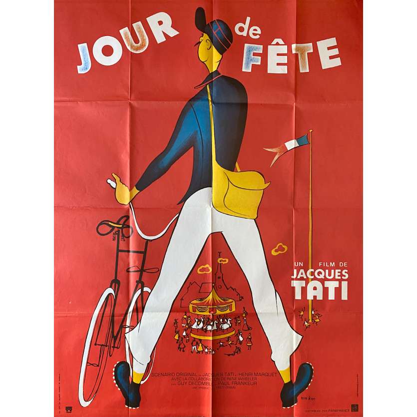 JOUR DE FETE Original Movie Poster- 47x63 in. - R1970 - Jacques Tati, Paul Frankeur