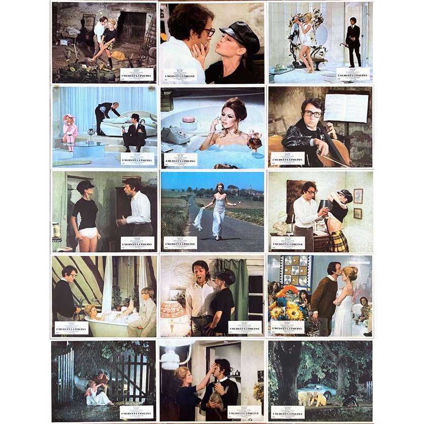 THE BEAR AND THE DOLL Original Lobby Cards x15 - 10x12 in. - 1970 - Michel Deville, Brigitte Bardot, Jean-Pierre Cassel