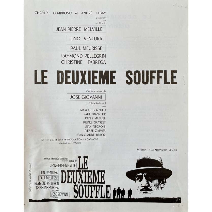 SECOND BREATH Original Pressbook 4p - 9x12 in. - 1966 - Jean-Pierre Melville, Lino Ventura