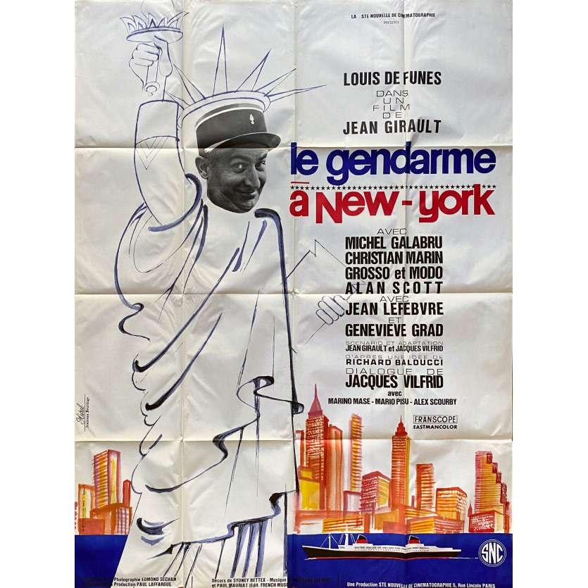 LE GENDARME A NEW YORK Original Movie Poster- 47x63 in. - 1965 - Jean Girault, Louis de Funès