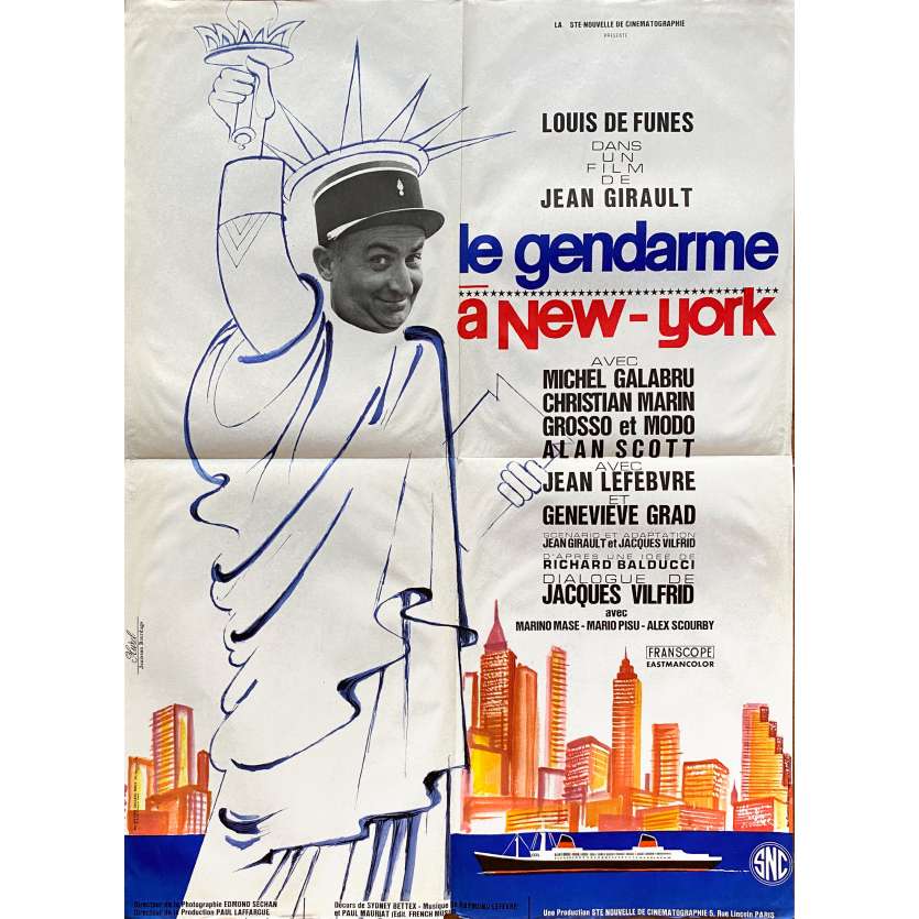 LE GENDARME A NEW YORK Original Movie Poster- 23x32 in. - 1965 - Jean Girault, Louis de Funès