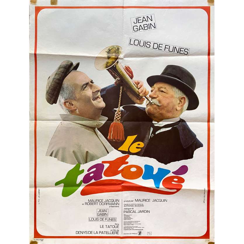 THE TATOO Original Movie Poster- 23x32 in. - 1968 - Denys de la Patellière, Louis de Funes, Jean Gabin