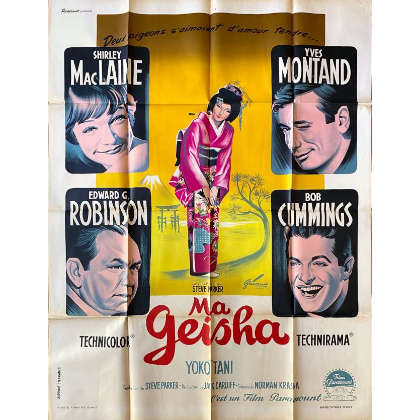 MY GEISHA Original Movie Poster Litho - 47x63 in. - 1962 - Jack Cardiff, Yves Montand