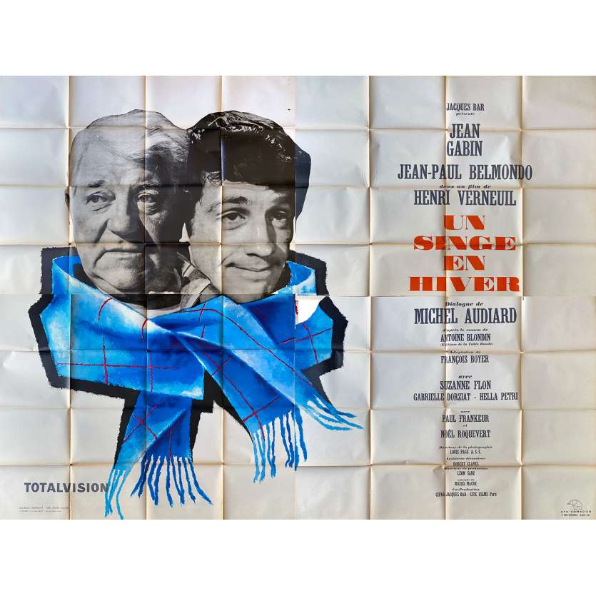 A MONKEY IN WINTER Original Movie Poster- 94x126 in. - 1962 - Henri Verneuil, Jean-Paul Belmondo