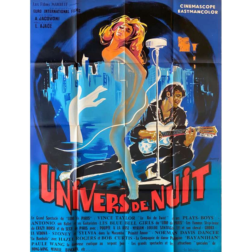 UNIVERS DE NUIT Affiche de film Litho - 120x160 cm. - 1962 - Vince Taylor, Alessandro Jacovoni