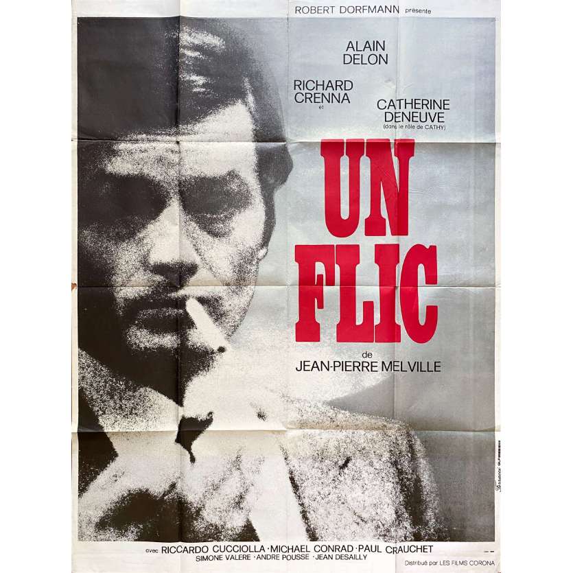UN FLIC Original Movie Poster  - 23x32 in. - 1972 - Jean-Pierre Melville, Alain Delon
