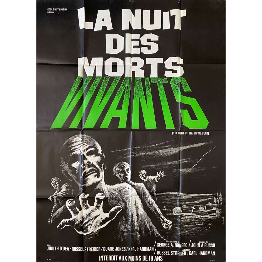 LA NUIT DES MORTS VIVANTS Affiche de film- 120x160 cm. - 1968 - Duane Jones, George A. Romero