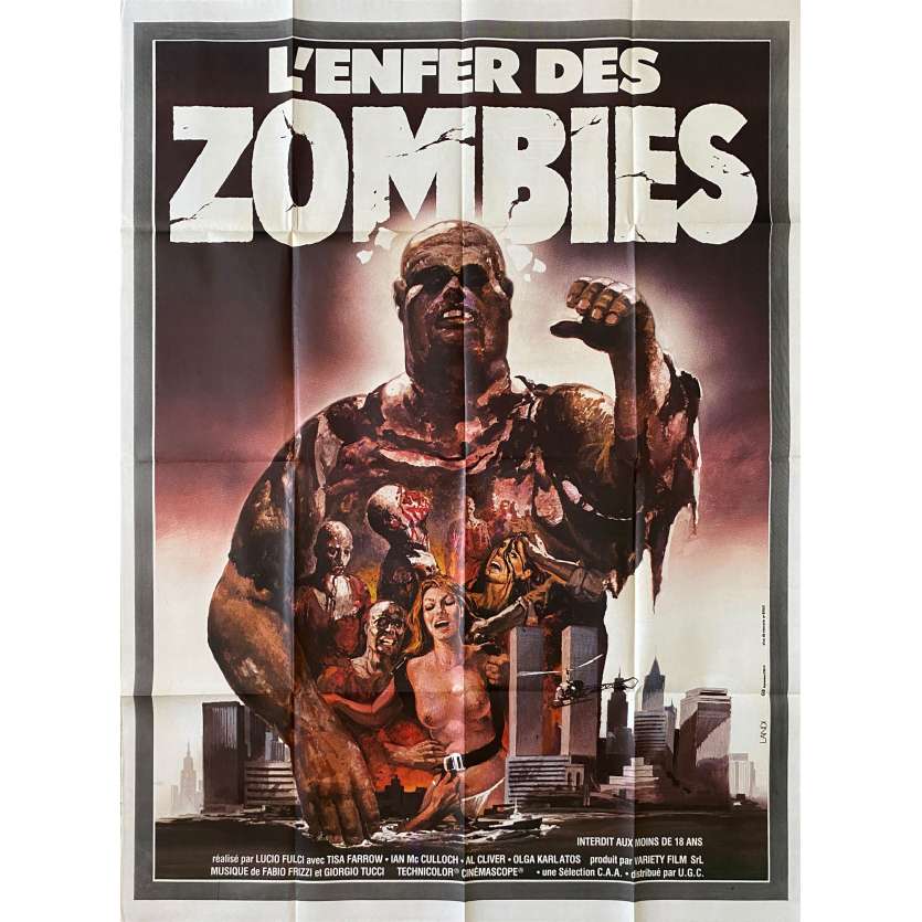 L'ENFER DES ZOMBIES Affiche de film- 120x160 cm. - 1979 - Tisa Farrow, Lucio Fulci