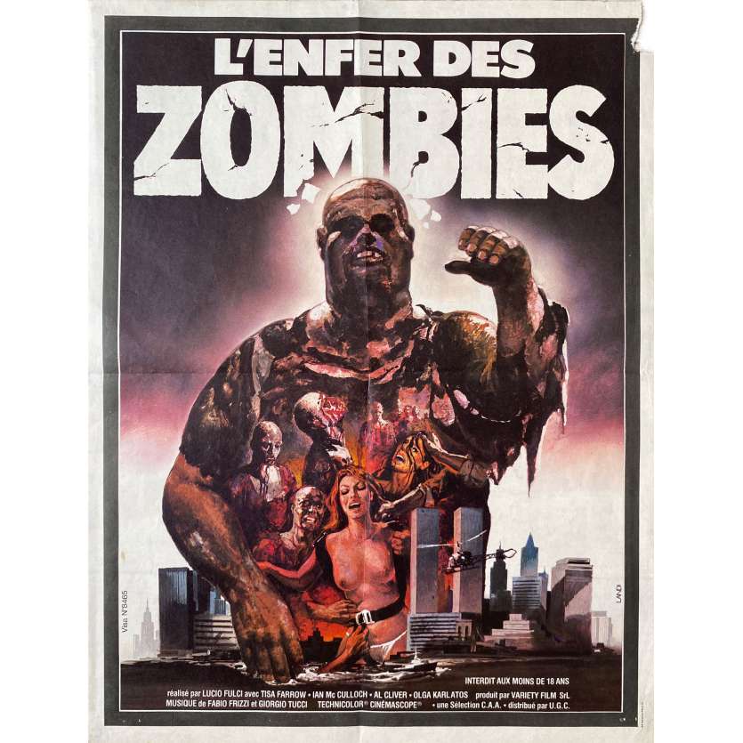 L'ENFER DES ZOMBIES Affiche de film- 40x60 cm. - 1979 - Tisa Farrow, Lucio Fulci