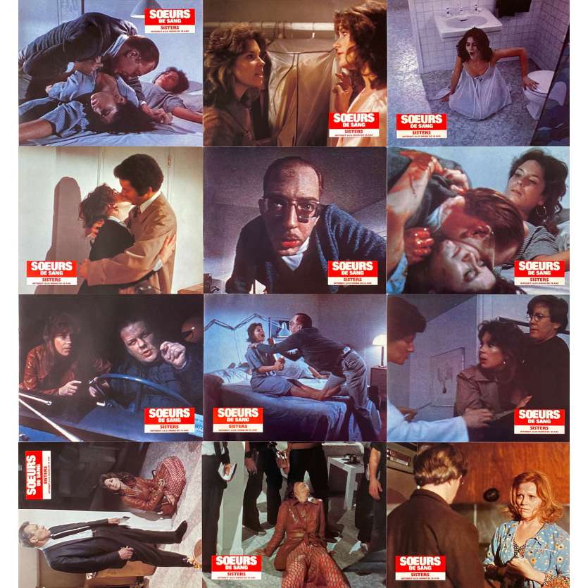 SISTERS Original Lobby Cards x12 - 9x12 in. - 1970 - Brian de Palma, Margot Kidder