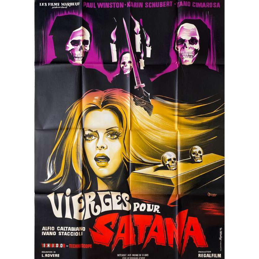 VIERGE POUR SATANA Affiche de film- 120x160 cm. - 1970 - Riccardo Salvino, Alfio Caltabiano