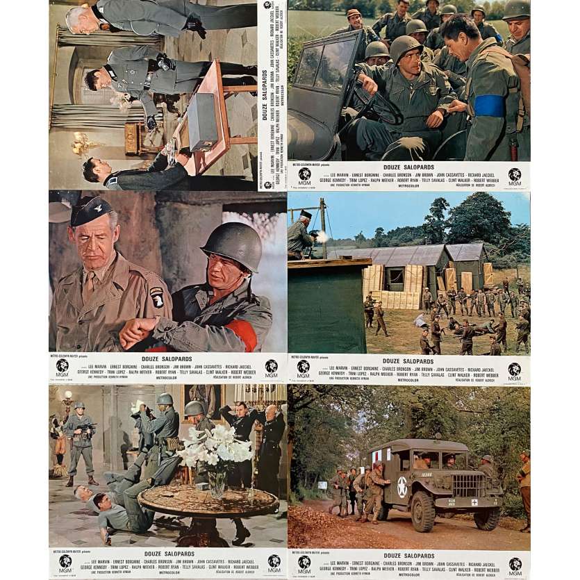 DIRTY DOZEN French Lobby cards x6 9x12 - 1967 - Robert Aldrich, Lee Marvin