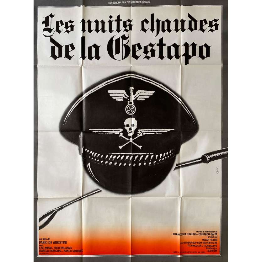 LES NUITS CHAUDES DE LA GESTAPO Affiche de film- 120x160 cm. - 1976 - Helmut Berger, Tinto Brass