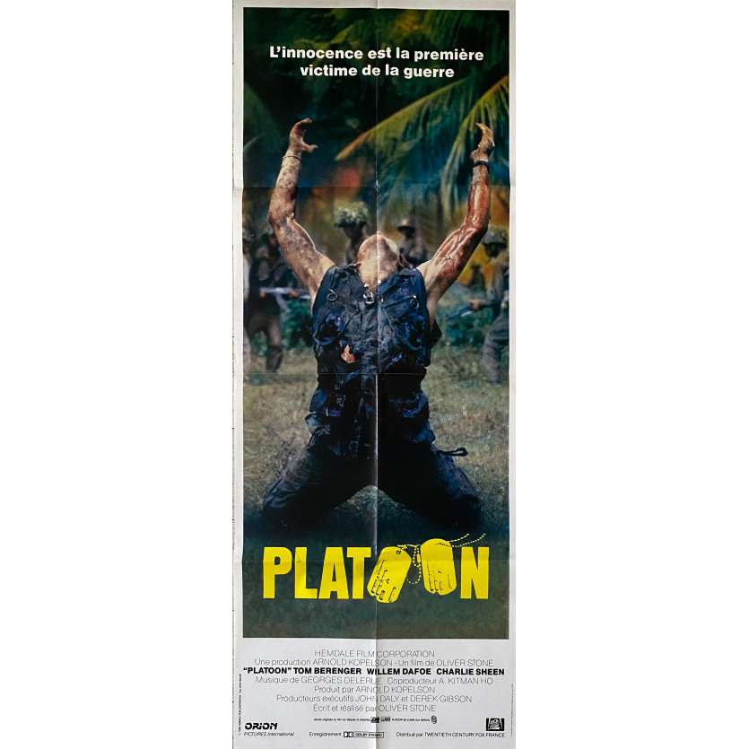 PLATOON Original Movie Poster- 23x63 in. - 1986 - Oliver Stone, Willem Dafoe