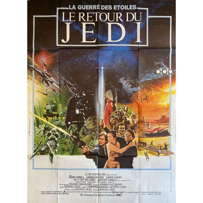 STAR WARS - LE RETOUR DU JEDI Affiche de film- 120x160 cm. - 1983 - Harrison Ford, Richard Marquand