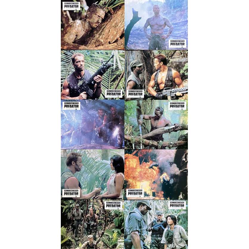 PREDATOR Original Lobby Cards x10 - 9x12 in. - 1987 - John McTiernan, Arnold Schwarzenegger