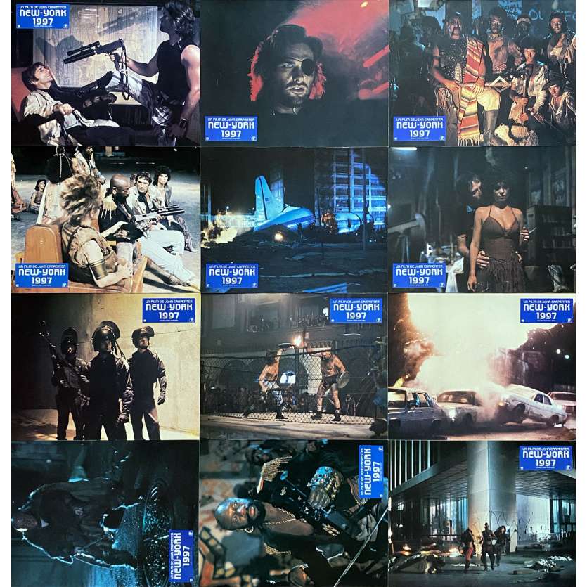 ESCAPE FROM NEW-YORK Original Lobby Cards x12 - 9x12 in. - 1981 - John Carpenter, Kurt Russel