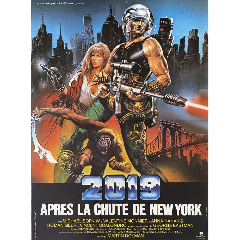 2019 AFTER THE FALL OF NEW-YORK Original Movie Poster- 15x21 in. - 1983 - Sergio Martino, George Eastman