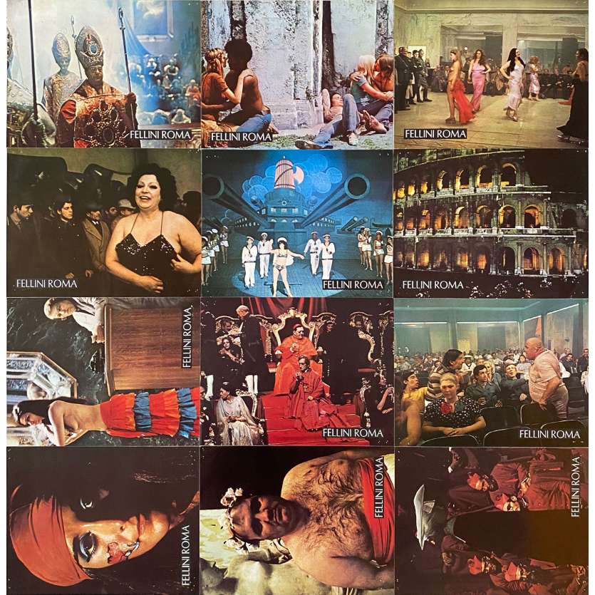 ROMA Original Lobby Cards x12 - Set B - 9x12 in. - 1972 - Federico Fellini, Britta Barnes