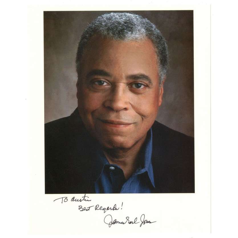 JAMES EARL JONES signed color 8x10 REPRO still '90s head & shoulders smiling portrait!