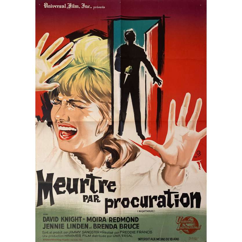 MEURTRE PAR PROCURATION Affiche de film- 60x80 cm. - 1964 - David Knight, Moira Redmond, Freddie Francis